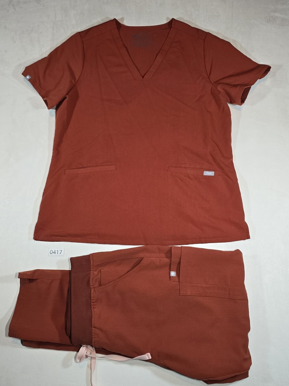 Figs Women's Scrub Set in Burnt Orange/Aburn Color L/LT
